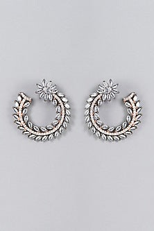 Two Tone Finish Zircon Stud Earrings