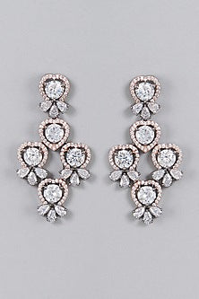 Two Tone Finish Zircon Dangler Earrings