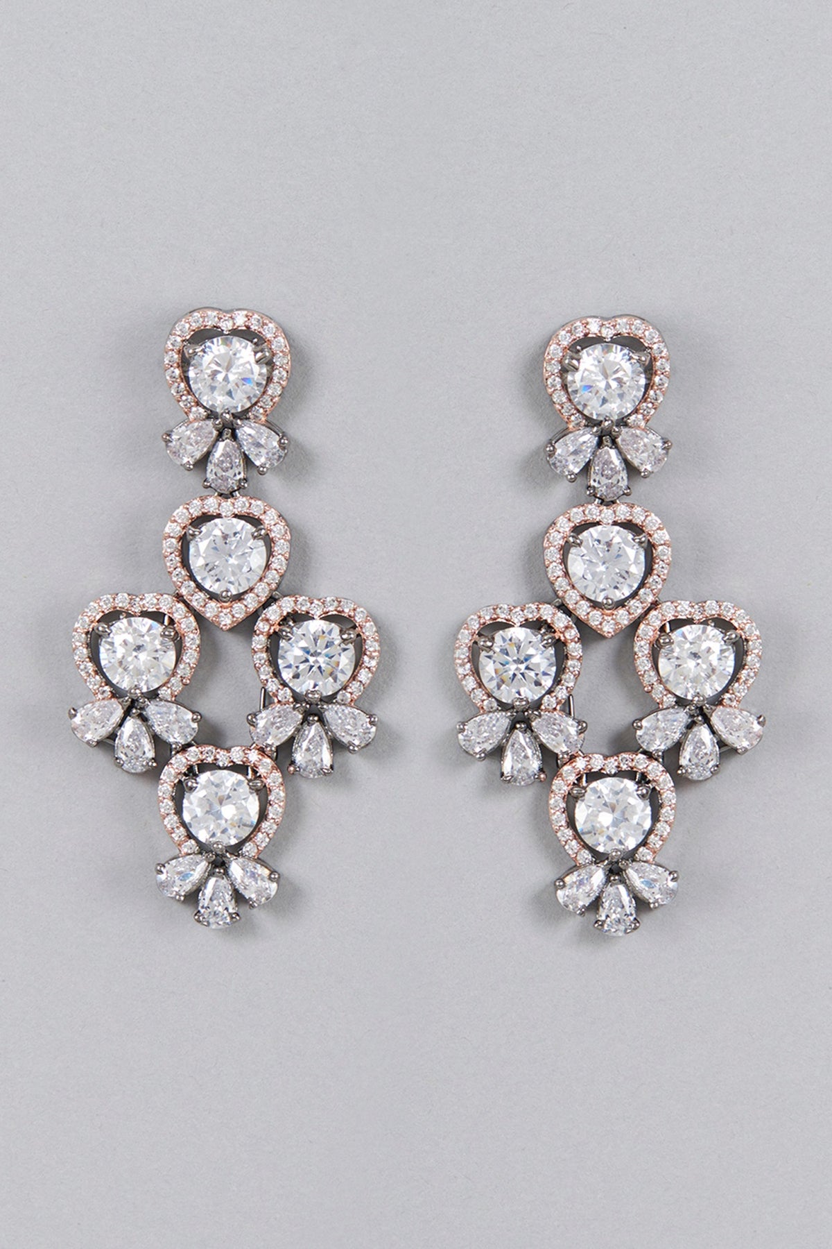 Two Tone Finish Zircon Dangler Earrings