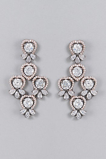 Two Tone Finish Zircon Dangler Earrings
