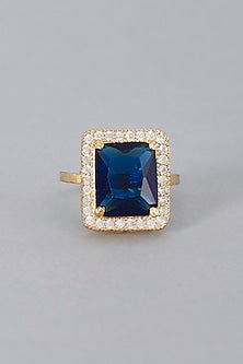 Gold Finish Zircon & Synthetic Sapphire Ring