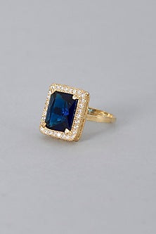 Gold Finish Zircon & Synthetic Sapphire Ring