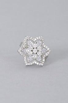 White Finish Zircon Ring
