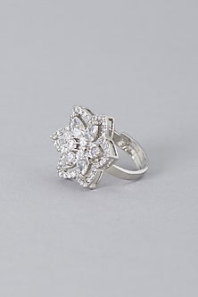 White Finish Zircon Ring