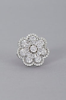 White Finish Zircon Ring