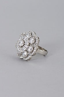 White Finish Zircon Ring