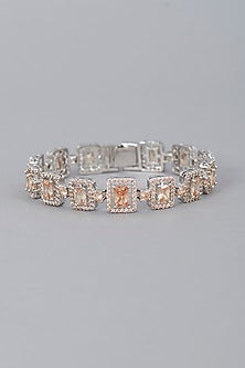 White Finish Champagne Stone Bracelet