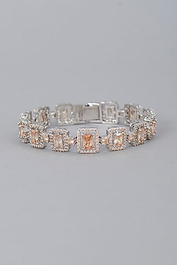 White Finish Champagne Stone Bracelet