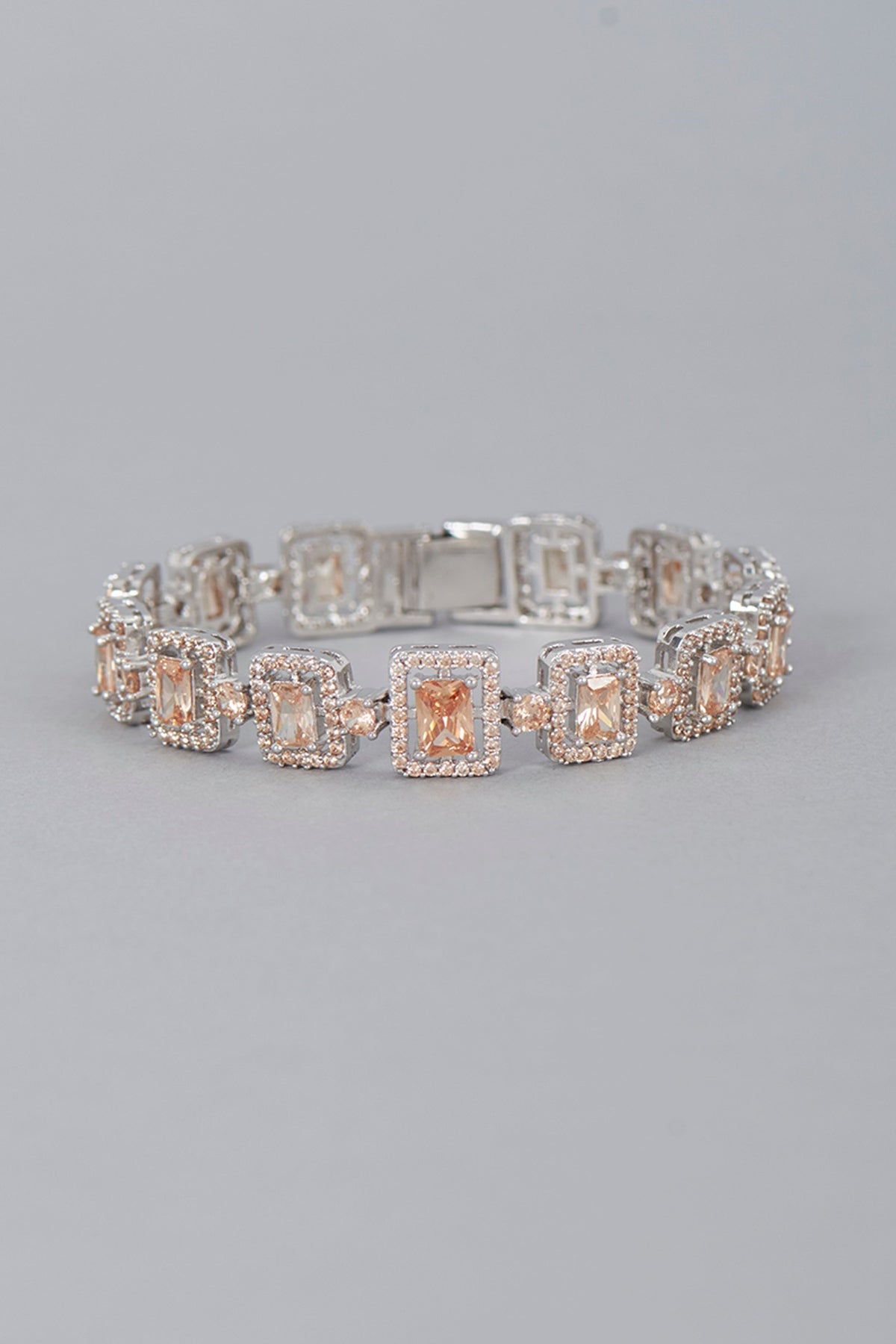 White Finish Champagne Stone Bracelet