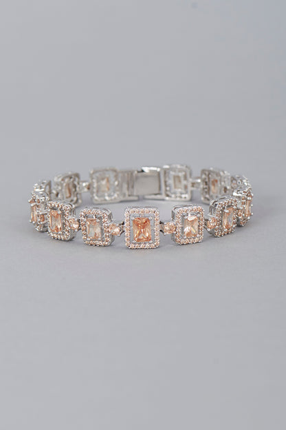 White Finish Champagne Stone Bracelet