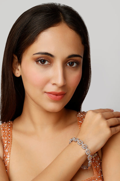 White Finish Champagne Stone Bracelet