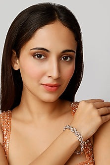 White Finish Champagne Stone Bracelet