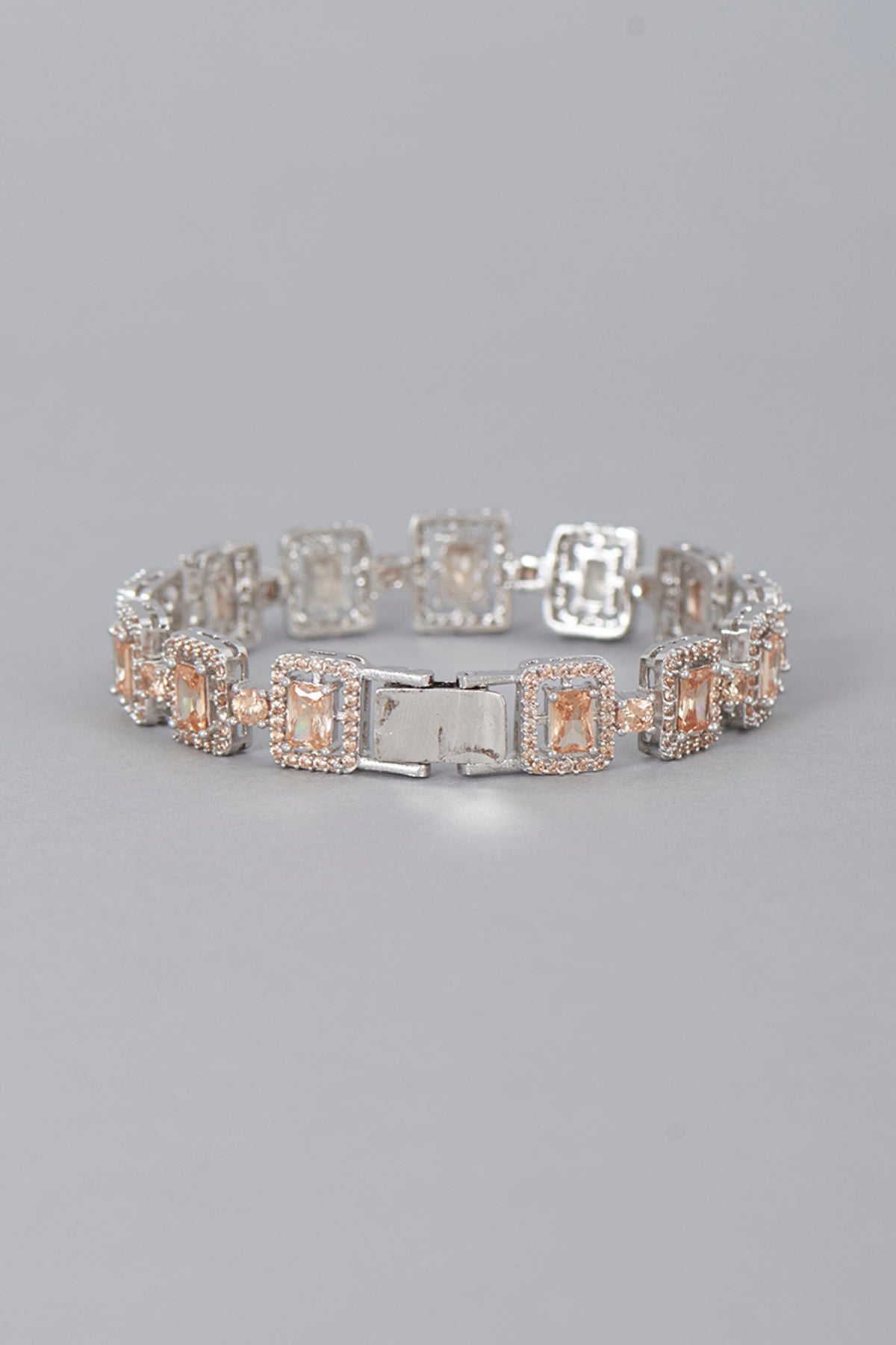 White Finish Champagne Stone Bracelet