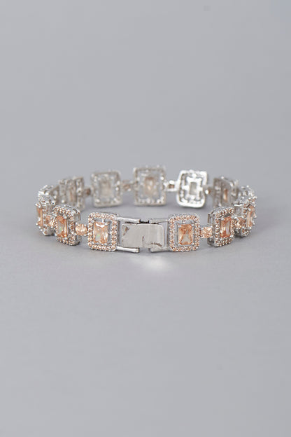 White Finish Champagne Stone Bracelet