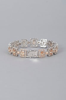 White Finish Champagne Stone Bracelet