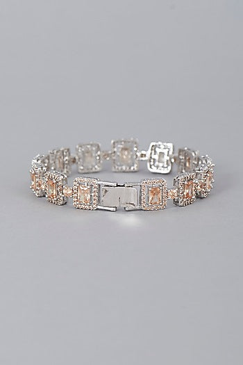 White Finish Champagne Stone Bracelet