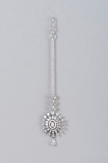White Finish Maangtikka With Zircon