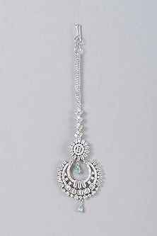 White Finish Aqua Stone Maangtikka