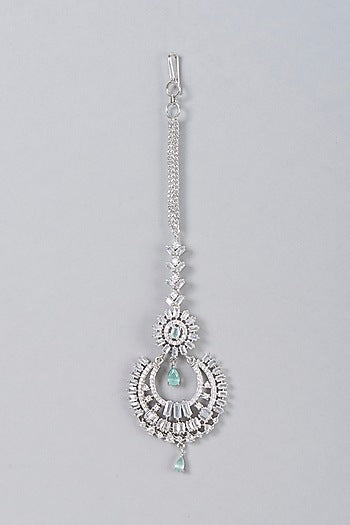 White Finish Aqua Stone Maangtikka