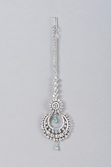 White Finish Aqua Stone Maangtikka
