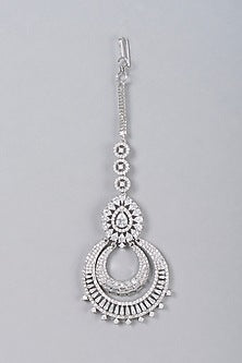 White Finish Maangtikka With Zircon