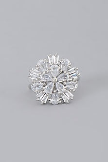 White Finish Zircon Ring