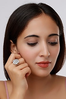 White Finish Zircon Ring