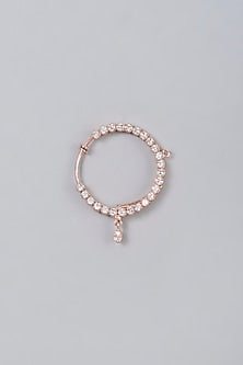 Rose Gold Finish Nose Ring With Diamonds