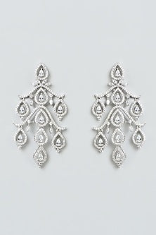 White Finish Zircon Dangler Earrings