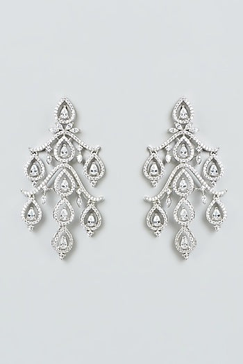 White Finish Zircon Dangler Earrings
