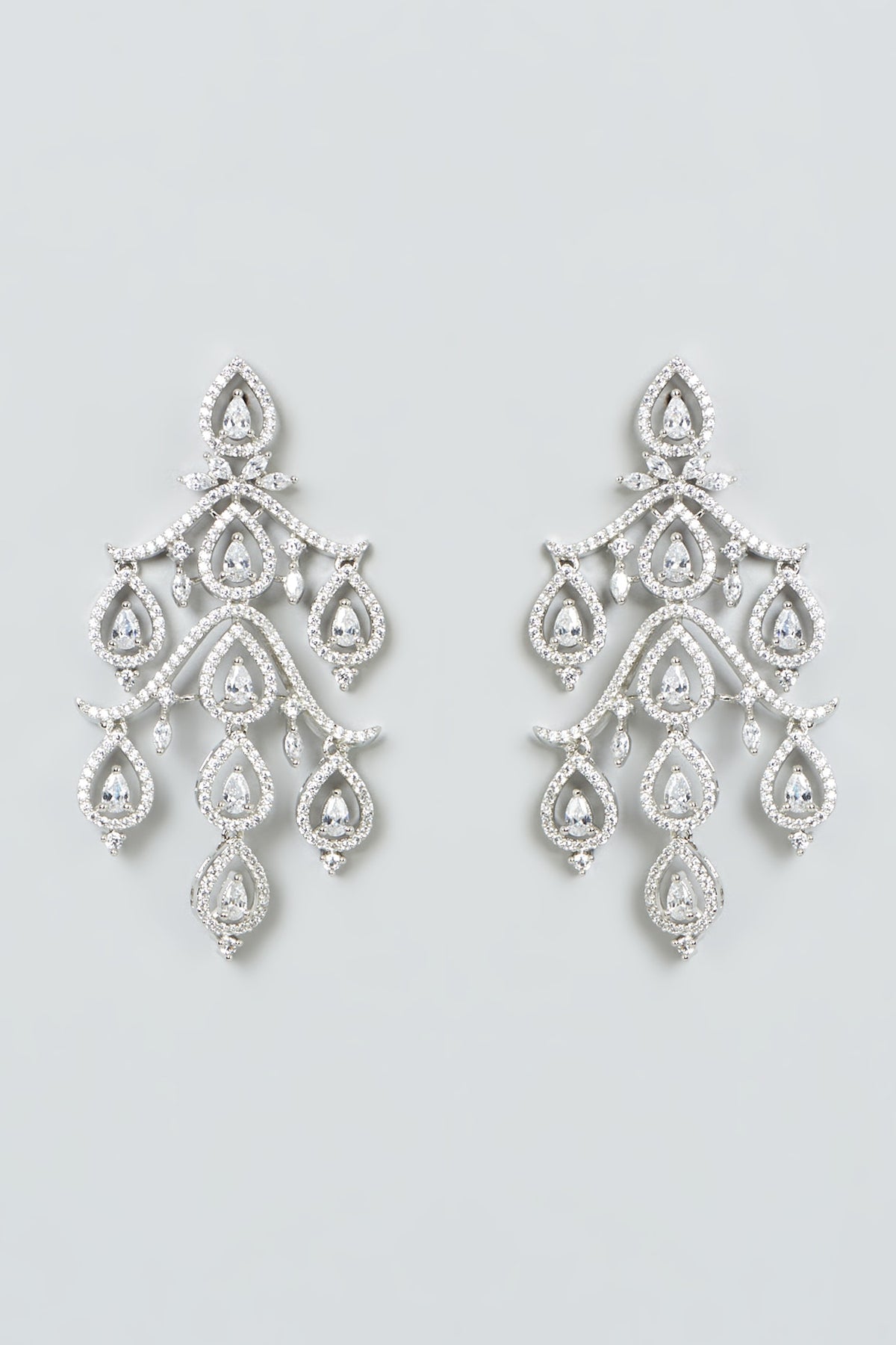 White Finish Zircon Dangler Earrings