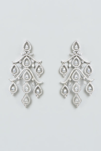 White Finish Zircon Dangler Earrings