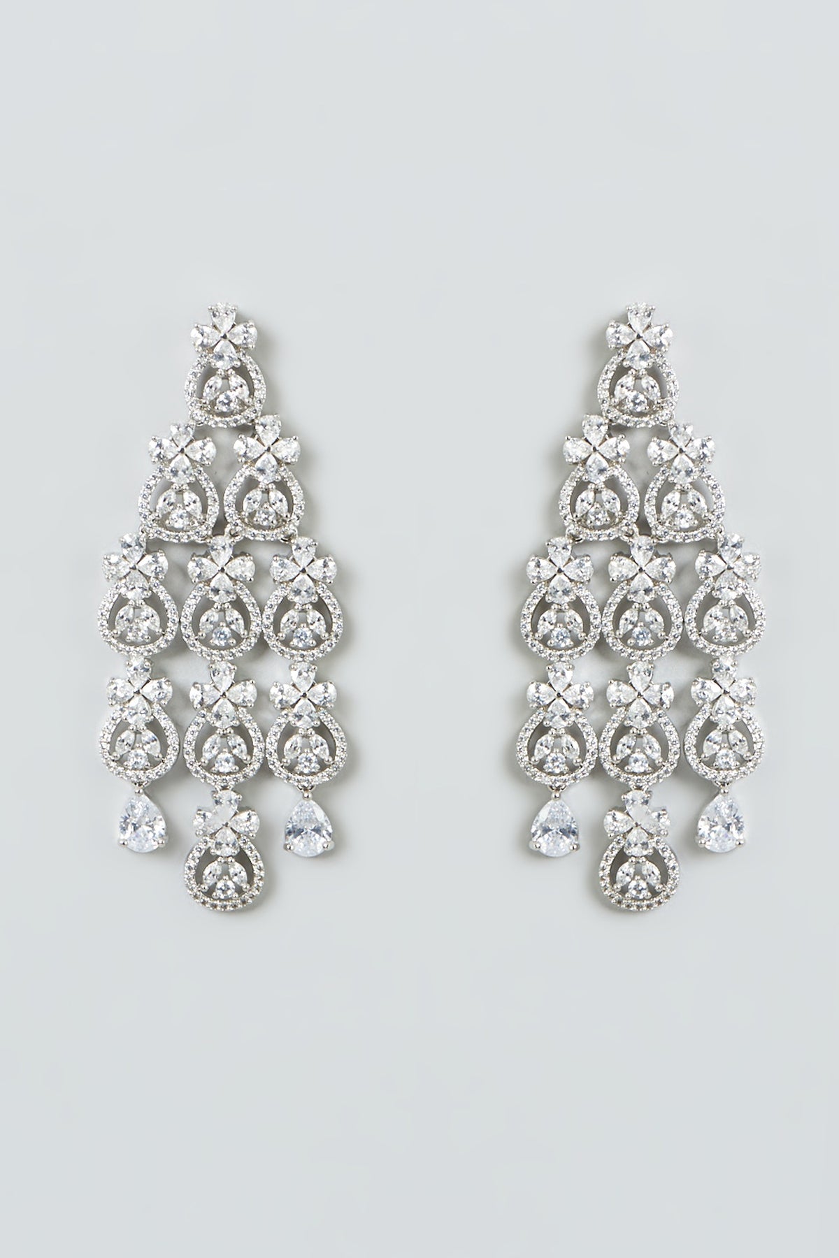 White Finish Zircon  Dangler Earrings