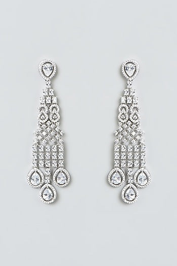 White Finish Zircon Dangler Earrings