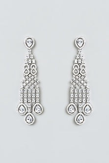 White Finish Zircon Dangler Earrings