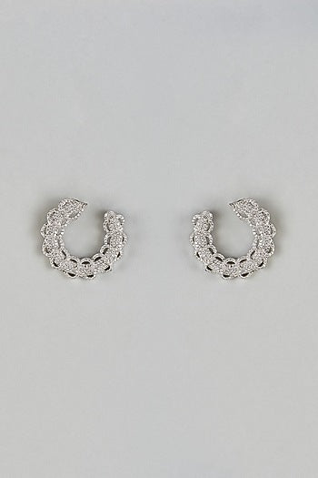White Finish Zircon Stud Earrings