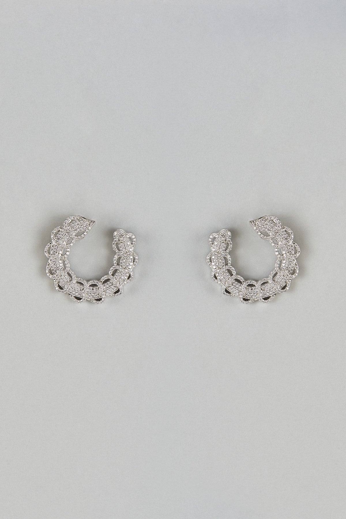 White Finish Zircon Stud Earrings