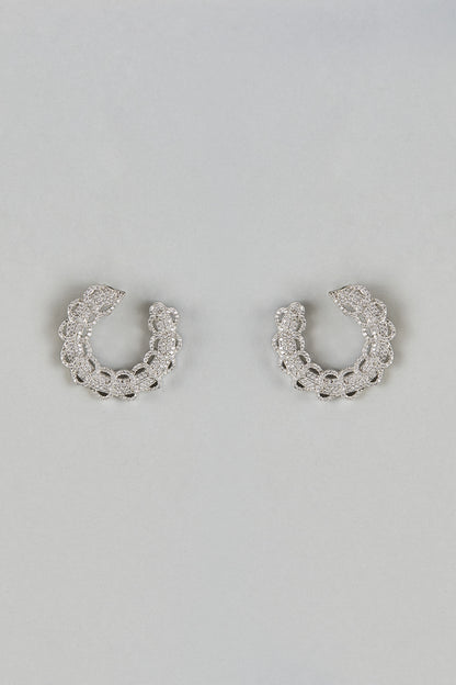 White Finish Zircon Stud Earrings