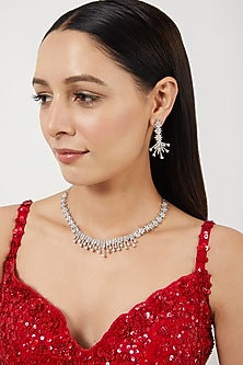 White Finish Zircon Necklace Set