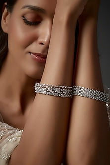 White Finish Zircon Bangles (Set of 12)