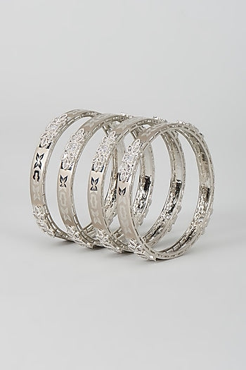 White Finish Zircon Bangles (Set of 12)