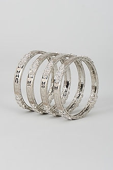 White Finish Zircon Bangles (Set of 12)