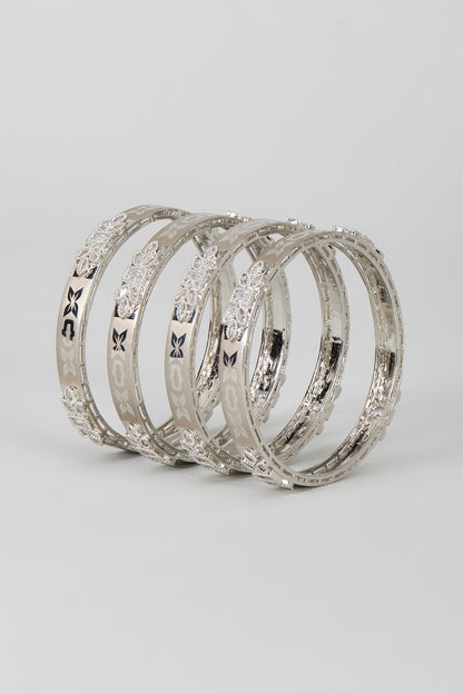 White Finish Zircon Bangles (Set of 12)