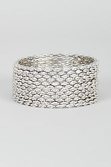 White Finish Zircon Bangles (Set of 12)