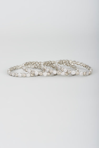 White Finish Zircon Bangles (Set of 4)