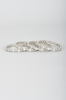 White Finish Zircon Bangles (Set of 4)