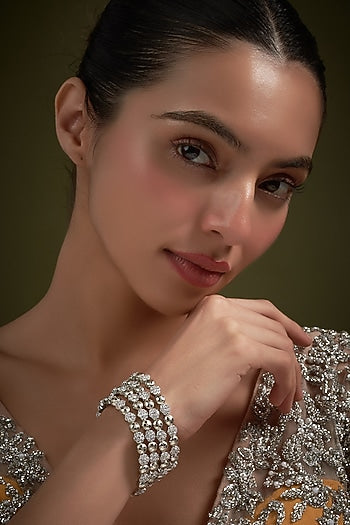 White Finish Zircon Bangles (Set of 4)