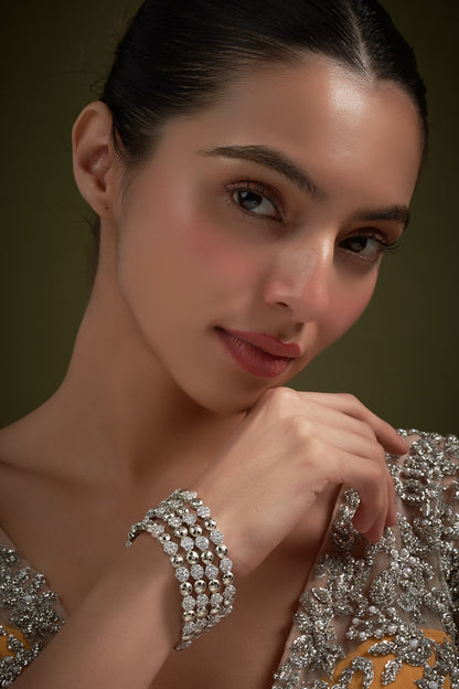 White Finish Zircon Bangles (Set of 4)