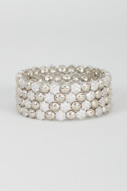 White Finish Zircon Bangles (Set of 4)