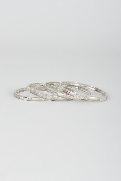 White Finish Zircon Bangles (Set of 4)